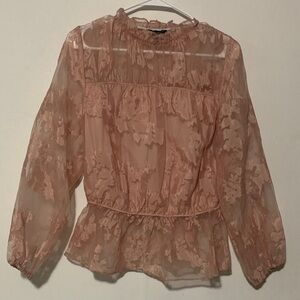 Marc New York Sheer Floral Blouse - Peach